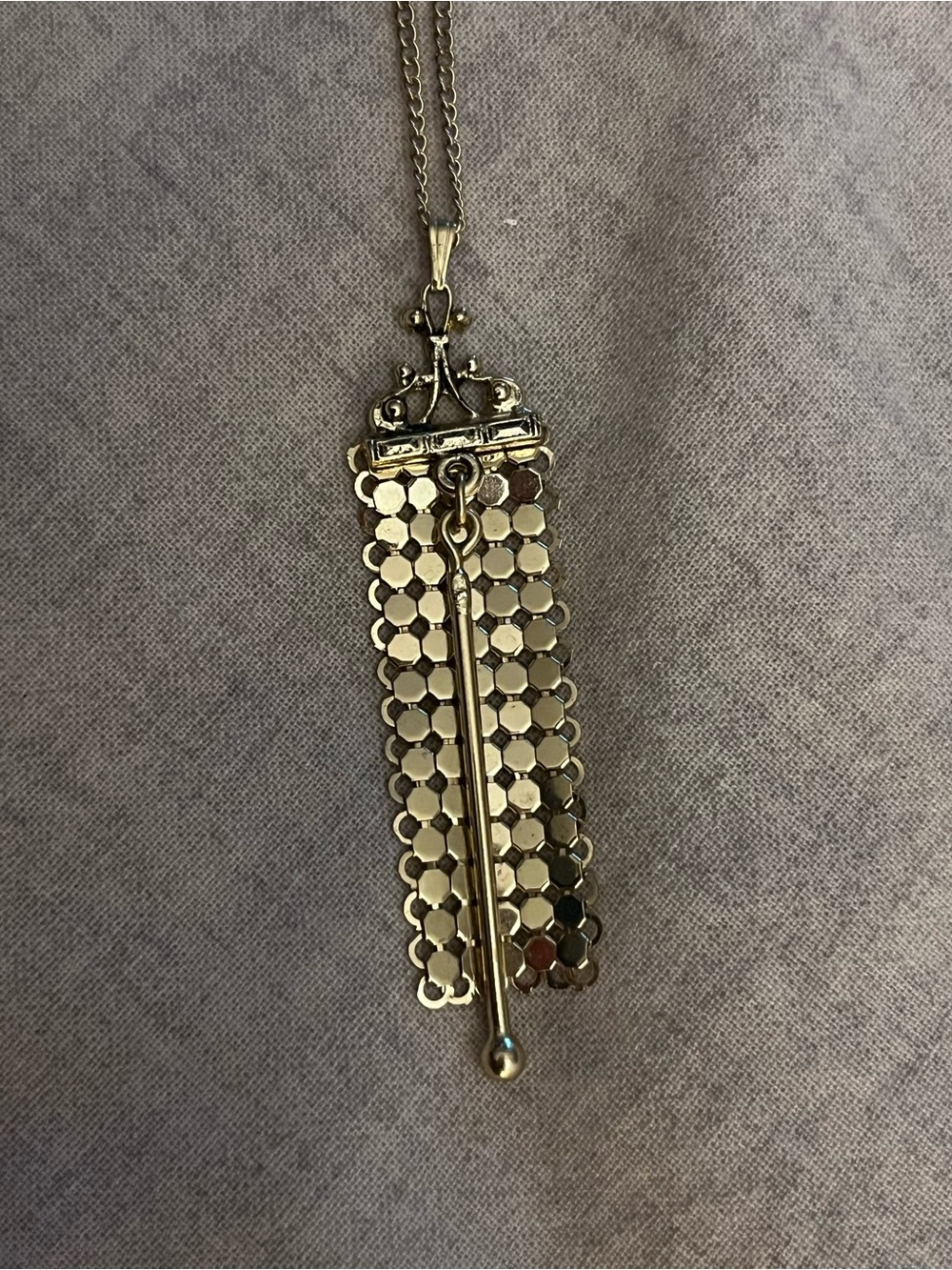 Gold-Tone Fringe Pendant Necklace - Elegant Statement Jewelry